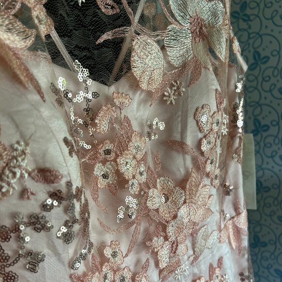 NWT! Blush-Colored Asymmetrical Formal Gown // Eliza J. Women's Size 14 - Picture 2 of 6